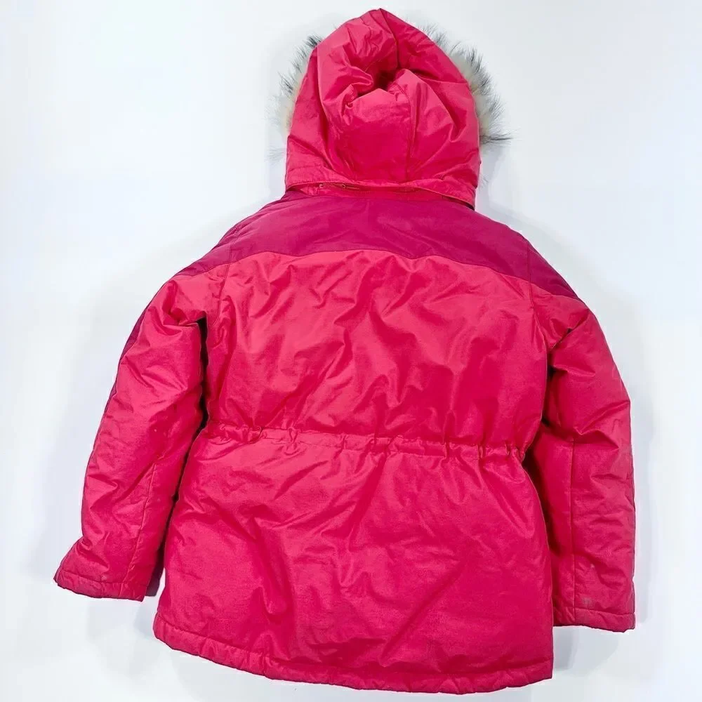 Black Yak red down puffer arctic snow coat with fur lined hood 145cm 10